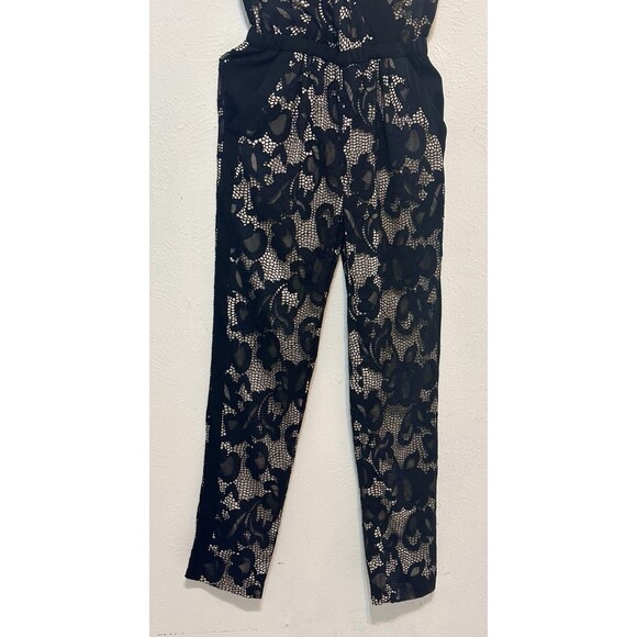 Diane von Furstenberg Size 0 Shany Lace Silk Blend Jumpsuit in Nougat and Black - Picture 6 of 16